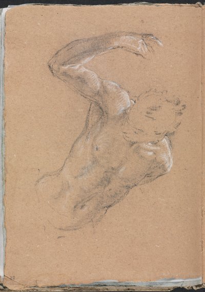 فيرونا كراسة الرسم: ذكر عاري مع ذراع يمين مرفوعة صفحة 32 ، 1760. بواسطة فرانشيسكو لورينزي