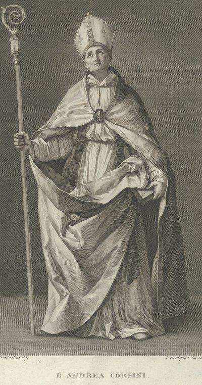 القديس أندريا كورسيني يرتدي زي أسقف فيزول ، يحمل صليبًا ومظهرًا ... ، كاليفورنيا. 1780-1841. بواسطة فرانشيسكو روساسبينا