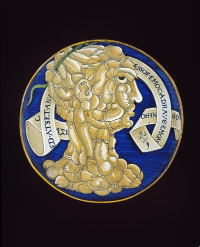 صحن برأس مركب من القضيب ، c.1536 (الفخار المزجج بالقصدير ، مايوليكا) بواسطة Francesco Urbini