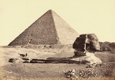 الهرم الأكبر في الجيزة وأبو الهول ، مصر. القرن ال 19. بواسطة فرانسيس (بعد) فريث