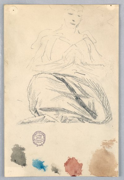 رسم تخطيطي للستائر لشخص جالس بواسطة فرانسيس أوغستوس لاثروب