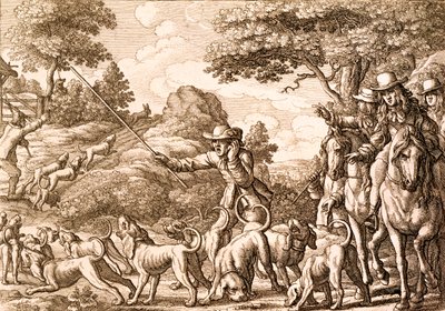 صيد الأرنب البري ، منقوش بواسطة Wenceslaus Hollar ، 1671 بواسطة فرانسيس بارلو
