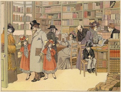 كتاب بيدفورد للمحلات التجارية: بائع الكتب (طباعة حجرية ملونة) بواسطة فرانسيس دونكين بيدفورد