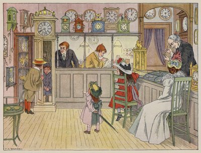 كتاب بيدفورد للمحلات التجارية: صانع الساعات (طباعة حجرية ملونة) بواسطة فرانسيس دونكين بيدفورد