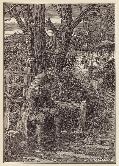 رسم توضيحي لكتاب "الصرصار على الموقد" لتشارلز ديكنز (طباعة حجرية ملونة) بواسطة فرانسيس دونكين بيدفورد