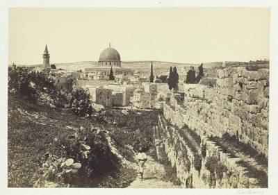 سور المدينة ومسجد عمر ، القدس ، 1857. بواسطة فرانسيس فريث
