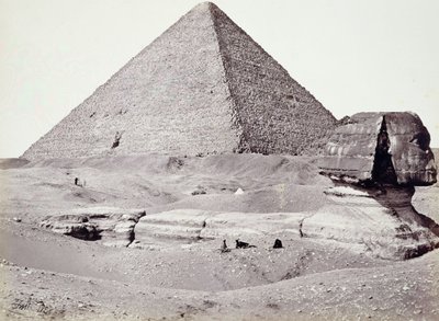 الهرم الأكبر ، وأبو الهول في المقدمة ، الجيزه بواسطة فرانسيس فريث
