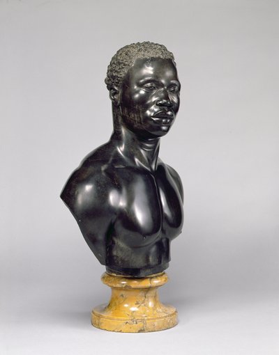 تمثال نصفي لرجل ، ج 1758 (الحجر الجيري الأسود والرخام الأصفر) (انظر أيضًا 281574) بواسطة فرانسيس هاروود