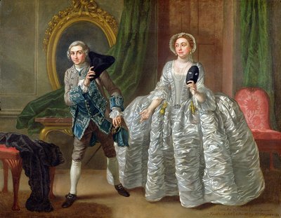 ديفيد جاريك والسيدة بريتشارد في "الزوج المشبوه" لبنيامين هودلي (1676-1761) 1747 بواسطة فرانسيس هايمان