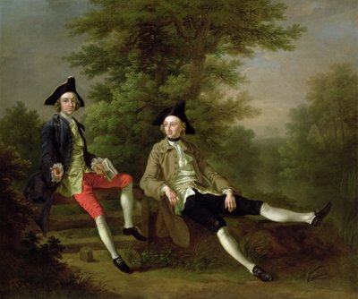 صورة ديفيد غاريك (1717-1779) (يسار) وويليام ويندهام من فيلبريج (1717-61) (يمين) ج .1745 بواسطة فرانسيس هايمان