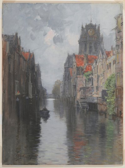 خلف Groote Kirk ، دوردريخت ، 1880s (مرحاض فوق الفحم على ورق مقوى) بواسطة فرانسيس هوبكنسون سميث