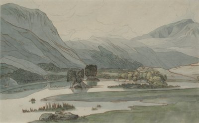 Rydal Water مع تلال Grasmere ، 1786 (قلم رصاص مع قلم وحبر ومرحاض على ورق) بواسطة فرانسيس تاون