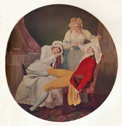ليدي إيسيس ستينكيرك: مشهد من الزوج الذي لا يعرف الخوف بقلم كولي سيبر ، c1790 بواسطة فرانسيس ويتلي