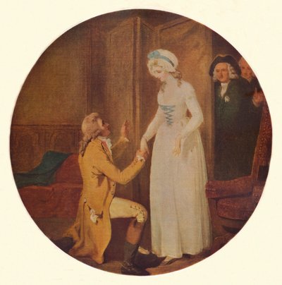 يونغ مارلو وملكة جمال هاردكاسل: مشهد من هي Stoops to Conquer by Oliver Goldsmith Act V، Sc بواسطة فرانسيس ويتلي
