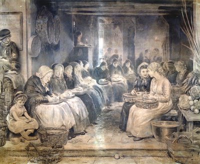 "مشهد كوفنت جاردن - جلوس العاملات" ، c1862-1935. بواسطة فرانسيس وليام لوسون