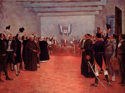 مؤتمر توكومان ، إعلان استقلال الأرجنتين عن إسبانيا عام 1816 (لون ليثو) بواسطة فرانسيسكو (بعد) فورتوني