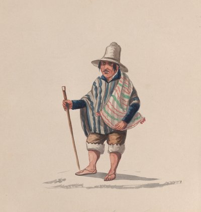 رجل من بيرو ، من مجموعة رسومات تصور زيًا بيروفيًا ، كاليفورنيا. 1848. بواسطة فرانسيسكو