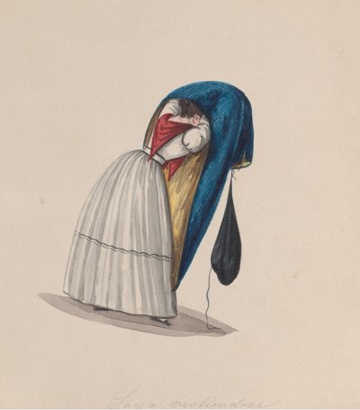 امرأة تدخل صيا ينظر إليها من الخلف ، من مجموعة رسومات تصور ... ، كاليفورنيا. 1848. بواسطة فرانسيسكو