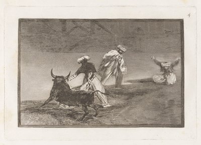 Capean otro encerrado (يلعبون مرة أخرى مع الرأس في العلبة) ، اللوحة 4 من La tauromaquia بواسطة فرانسيسكو دي جويا