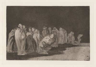 Los ensacados (The Men in Sacks) ، المعروف أيضًا باسم So el sayal ، hay al (يوجد شيء تحت قماش الخيش) ، من سلسلة Los disparates (Los proverbios) بواسطة فرانسيسكو دي جويا