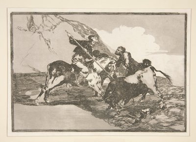 كيف اصطاد الاسبان القدماء الثيران؟ حصان في الحقل (الطريقة التي اصطاد فيها الإسبان القدماء الثيران على ظهور الخيل في البلد المفتوح) ، رر. 1 من سلسلة مصارعة الثيران بواسطة فرانسيسكو دي جويا
