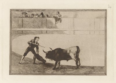بيدرو روزماري؟ إلى الثور الواقف (بيدرو روميرو قتل الثور المتوقف) ، اللوحة 30 من The Bull Machinery بواسطة Francisco de Goya