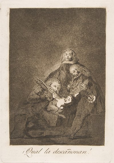 اللوحة 21 من لوس كابريتشوس: كيف التقطوها! ^ Qual la descañonan !، 1799. بواسطة فرانسيسكو دي جويا