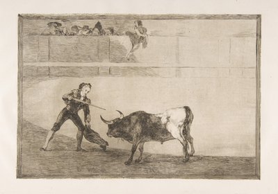 اللوحة 30 من Tauromaquia: بيدرو روميرو يقتل الثور المتوقف ، 1816. بواسطة فرانسيسكو دي جويا