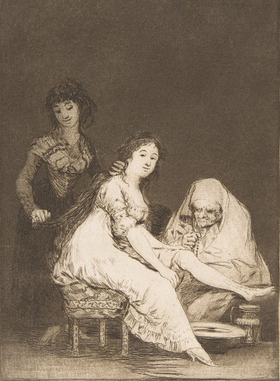 اللوحة 31 من "Los Caprichos": تصلي من أجلها Ruega por ella.، 1799. بواسطة فرانسيسكو دي جويا