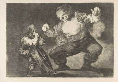 اللوحة 4 من "المتباعدون": Simpleton ، كاليفورنيا. 1816-23 نُشرت بين 1854-63. بواسطة فرانسيسكو دي جويا