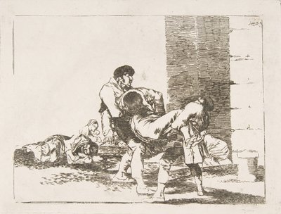اللوحة 56 من "كوارث الحرب" Los Desastres de la Guerra: "إلى المقبرة" أ ... ، 1810-14. بواسطة فرانسيسكو دي جويا