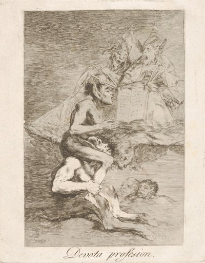 اللوحة 70 من Los Caprichos: مهنة Devout مهنة Devota. ، 1799. بواسطة فرانسيسكو دي جويا
