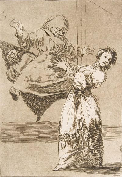 اللوحة 74 من لوس كابريتشوس: Dont scream، stupid No grites، tonta، 1799. بواسطة فرانسيسكو دي جويا