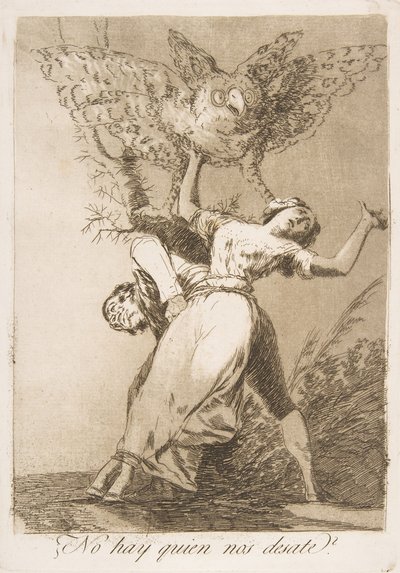 اللوحة 75 من لوس كابريتشوس: ألا يوجد أحد لفكنا؟ لا يوجد أحد لفكنا ، 1799. بواسطة فرانسيسكو دي جويا