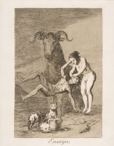 صفيحة 60 من لوس كابريتشوس: Trials Ensayos. ، 1799. بواسطة فرانسيسكو دي جويا