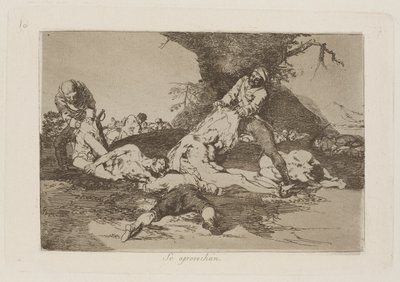 Se aprovechan (إنهم يستفيدون منها) ، رر. 16 من سلسلة Los desastres de la guerra (كوارث الحرب) بواسطة فرانسيسكو دي جويا