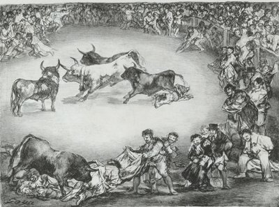 الترفيه الأسباني من 'Bulls of Bordeaux' ، ١٨٢٥. ، ١٨٢٥. بواسطة فرانسيسكو دي جويا