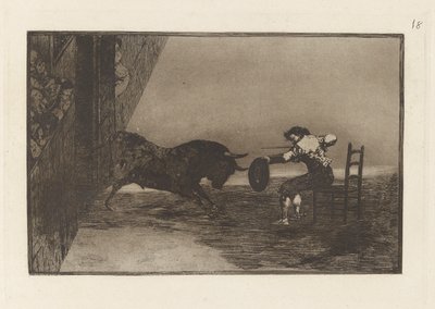 Temeridad de Martincho en la plaza de Zaragoza (The Daring of Martincho in the Ring at Zaragoza) ، اللوحة 18 من La tauromaquia بواسطة فرانسيسكو دي جويا