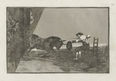 Temeridad de Martincho en la plaza de Zaragoza (The Daring of Martincho in the Ring at Zaragoza) ، اللوحة 18 من La tauromaquia بواسطة فرانسيسكو دي جويا
