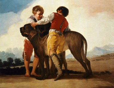 Boys with mastiff, c.1786 (oil on canvas) بواسطة فرانسيسكو خوسيه دي جويا إي لوسينتس