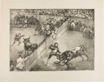 مصارعة الثيران في حلقة منقسمة ، من The Bulls of Bordeaux بواسطة فرانسيسكو خوسيه دي جويا إي لوسينتس