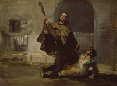 نوادي الراهب بيدرو إل ماراجاتو مع مؤخرة البندقية، حوالي 1806 (زيت على لوحة) بواسطة فرانسيسكو خوسيه دي جويا إي لوسينتس