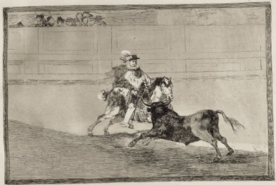 GOYA Y LUCIENTES ، فرانسيسكو دي (1746-1828). فارس إسباني يركب في الحلبة يكسر الرماح القصيرة دون مساعدة مساعديه. 1816. النقش. إسبانيا. مدريد (مجتمع مستقل). مدريد. مكتبة الوطنية بواسطة فرانسيسكو خوسيه دي جويا إي لوسينتس