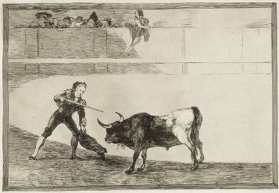 GOYA Y LUCIENTES ، فرانسيسكو دي (1746-1828). بيدرو روميرو يقتل الثور المتوقف. 1816. (25.1 × 35.9 سم). روميرو ، بيدرو (1754-1839). مصارع الثيران الاسباني. اللوحة 30 من "فن مصارعة الثيران". النقش. إسبانيا. مدريد (مجتمع مستقل). مدريد. وطني بواسطة فرانسيسكو خوسيه دي جويا إي لوسينتس