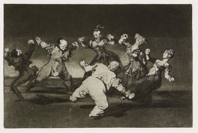 ميري فولي (أليغري مختلف) ، اللوحة 12 من "لوس بروفربيوس" ، حوالي 1819 - 24 (حفر ، ونقش مائي ، ولافيس ، وصقل ، ونقطة جافة ، ووضع على الورق) بواسطة فرانسيسكو دي جويا