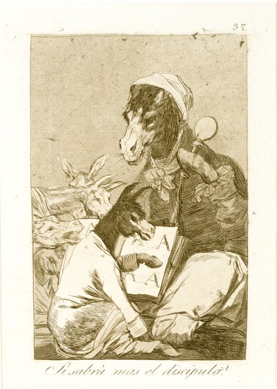 هل يستطيع التلميذ معرفة المزيد؟ من Los Caprichos ، تم نشره لأول مرة عام 1799 (الحفر والخط المائي) بواسطة فرانسيسكو دي جويا