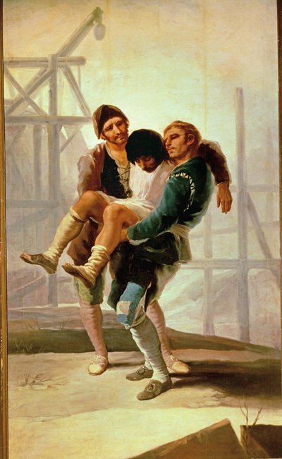 الماسون المصاب، رسم كاريكاتوري لنسيج (لوحة على قماش) بواسطة فرانسيسكو خوسيه دي جويا إي لوسينتس