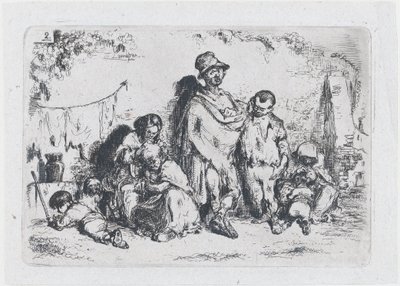 اللوحة 2: مجموعة من الناس في الشارع ربما متسولون من سلسلة الجمارك و ... 1850. بواسطة فرانسيسكو لامير بيرينغير