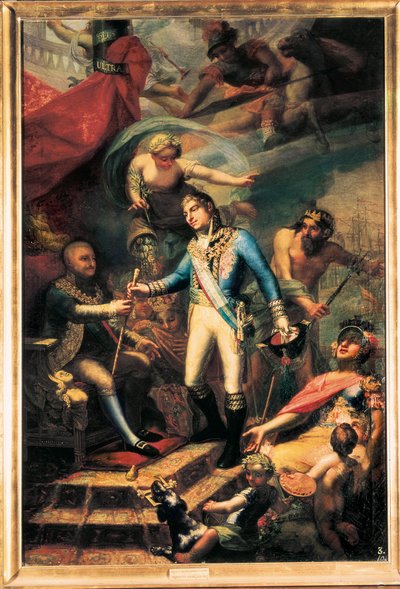عيّن تشارلز الرابع ملك إسبانيا (1748-1819) مانويل جودوي (1767-1851) أميرالًا للبحرية بواسطة فرانسيسكو لاكر وفالديرمونت