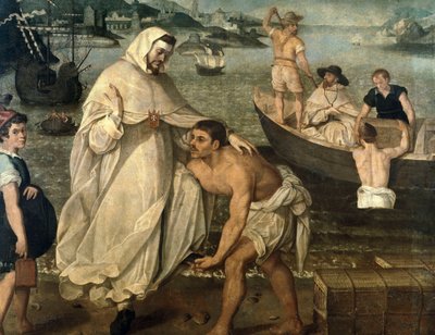 يشرع القديس بيتر نولاسك (1189-1256) في تحرير الأسرى المسيحيين المحتجزين كرهائن من قبل القراصنة المغاربيين لبيعهم كعبيد في إفريقيا (لوحة) بواسطة فرانسيسكو باتشيكو